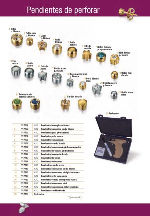 Pendiente boton mini dorado nº12 12pares