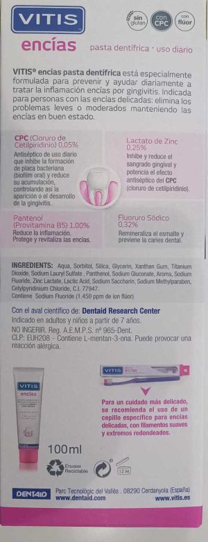 Pack Vitis Encías Pasta 100ML+Colutorio 500ML - Imagen 2